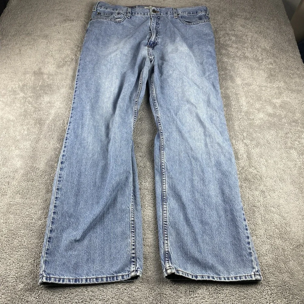Signature by Levi Strauss‎ Loose Straight Mens 38x32 Blue Light Wash Mid Rise